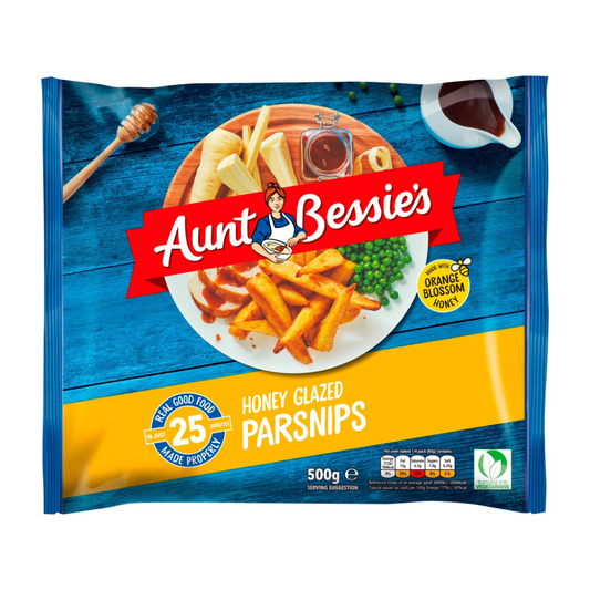 Aunt Bessie's Roast Parsnips Honey Glazed 500G อ้าน เบสซี่ ผักกาดหอมทอดกรอบเคลือบน้ำผึ้ง  500 กรัม