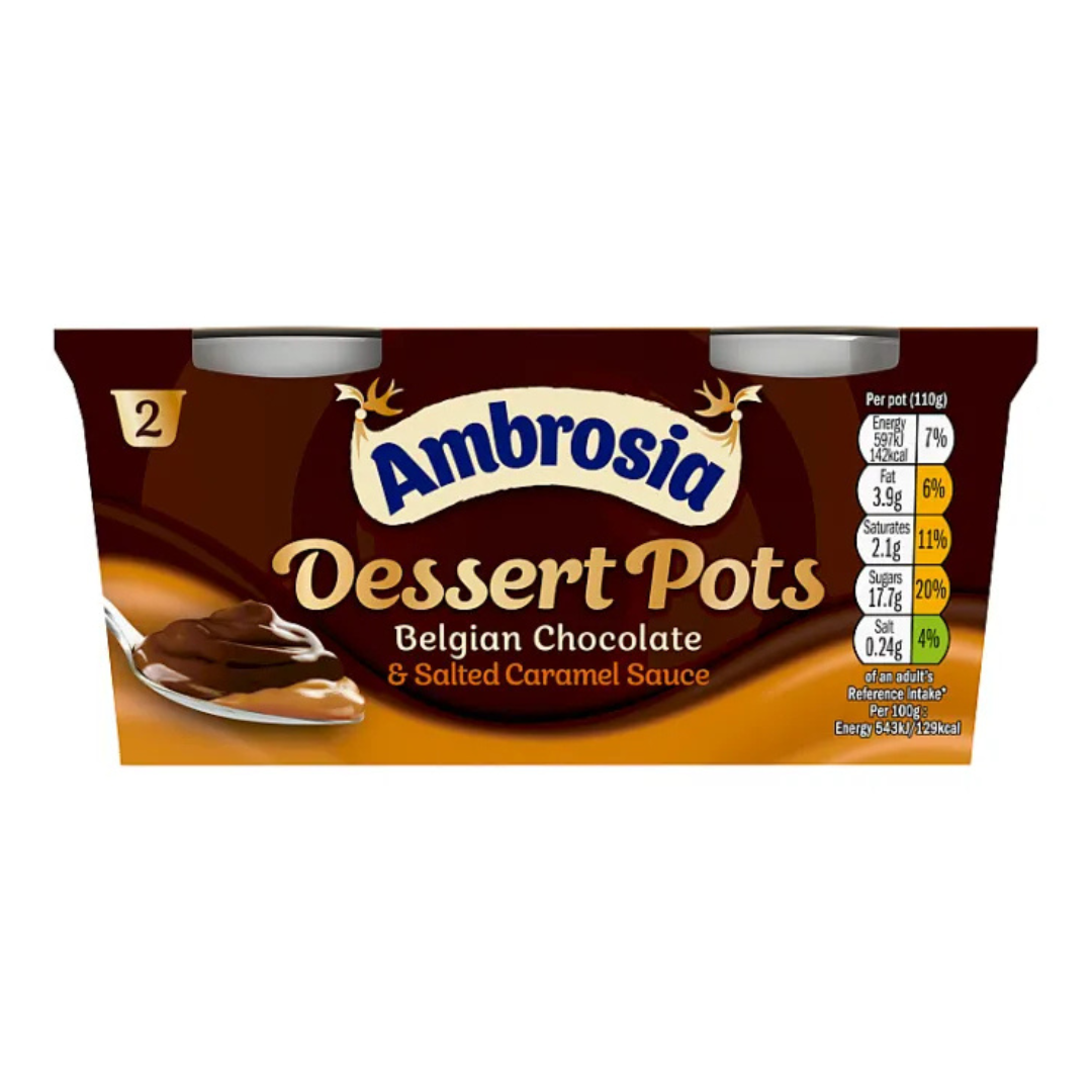 [BestBefore-31-Mar-2025] Ambrosia Dessert Pots Belgian Chocolate & Salted Caramel Sauce 110g