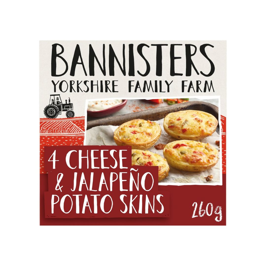 [Best Before 3Apr2026] Bannisters Farm 4 Cheese & Jalapeno Baked Potato Skins 260g