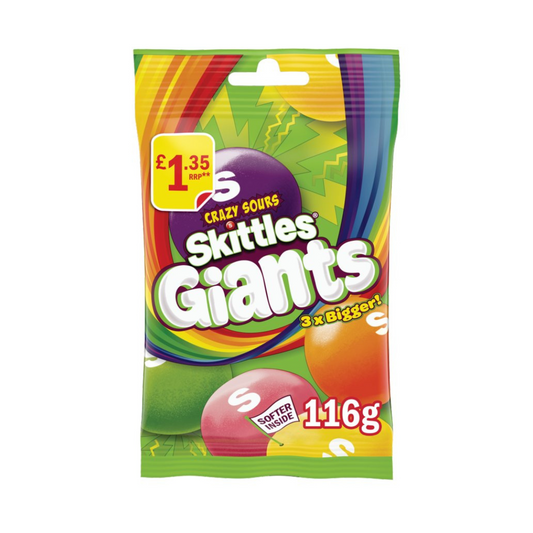 Skittles Giants Sour Sweets Treat Bag 116g