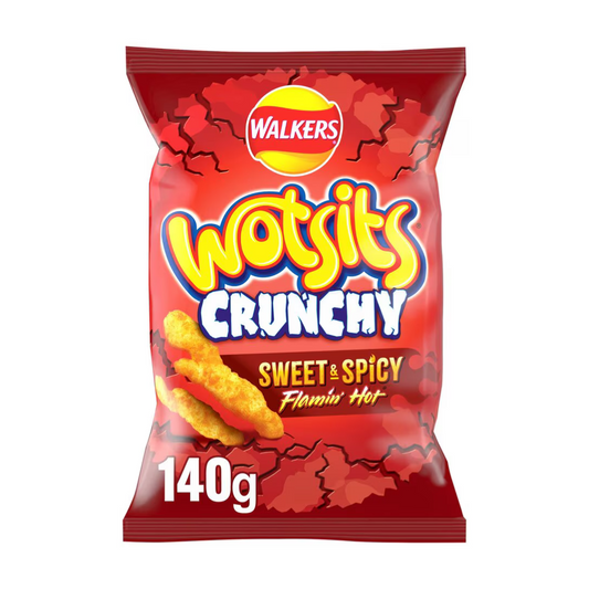 [BestBefore-17Nov2024] Walkers Wotsits Crunchy Sweet & Spicy Flamin Hot 140g  วอล์คเกอร์ วอทซิทส์ ครั้นชี่ เฟลมิน ฮอต 140 กรัม