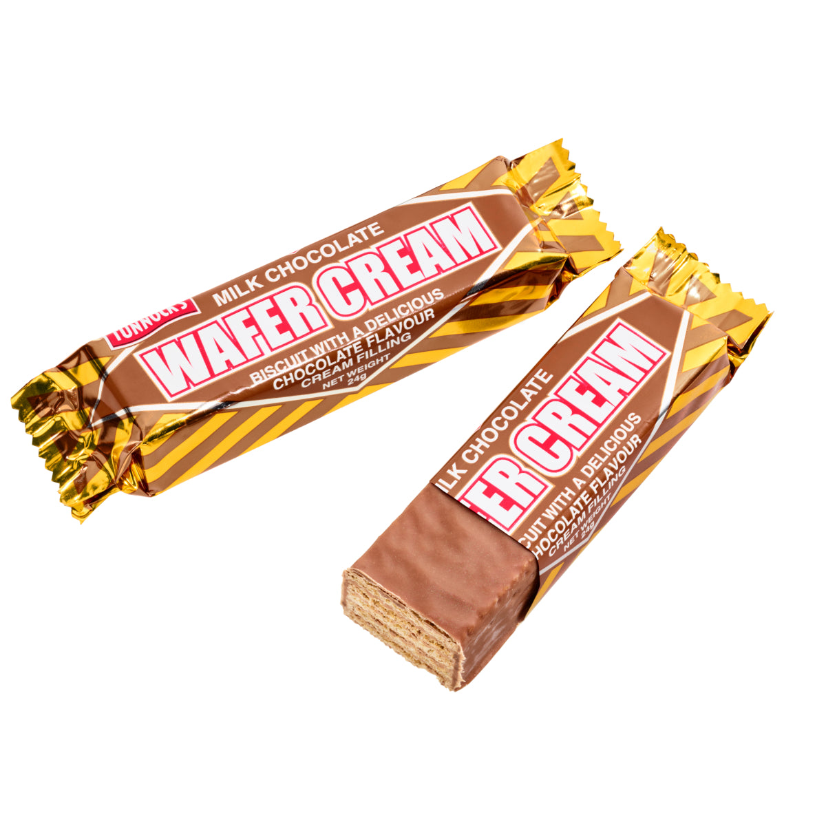 Tunnock's Milk Chocolate Wafer Cream Biscuit With A Delicious [4 X 24g] 96g ทันน็อคส์ บิสกิตเวเฟอร์ช็อกโกแลต นม ครีม 24