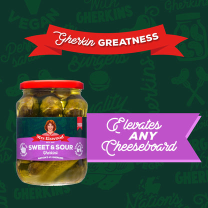 Mrs Elswood Sweet & Sour Gherkins 670g มิสซิส เอลส์เวลล์ แตงกวาดอง รสเปรี้ยวหวาน 670 กรัม