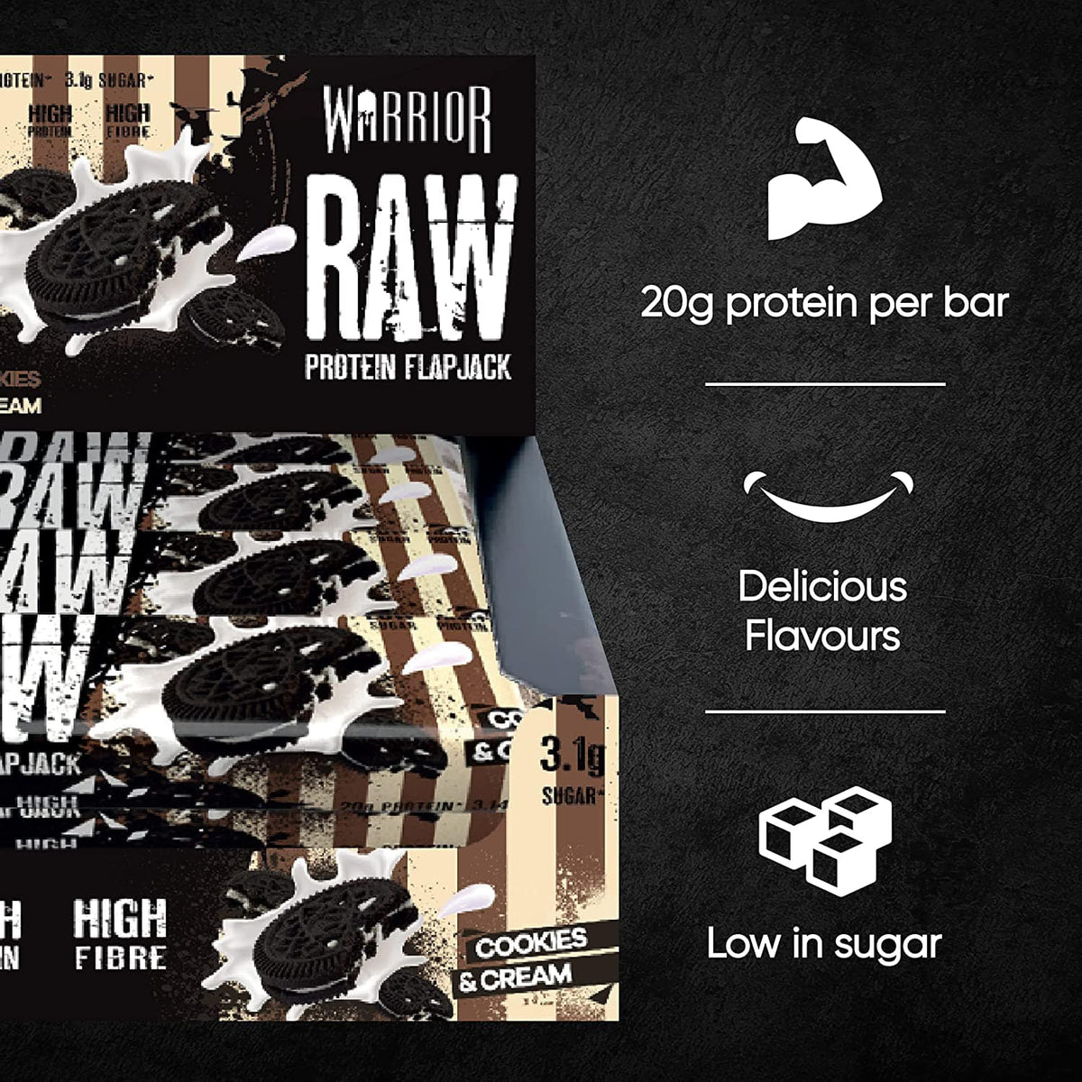 Warrior Raw Protein Flapjack Cookies & Cream 75g