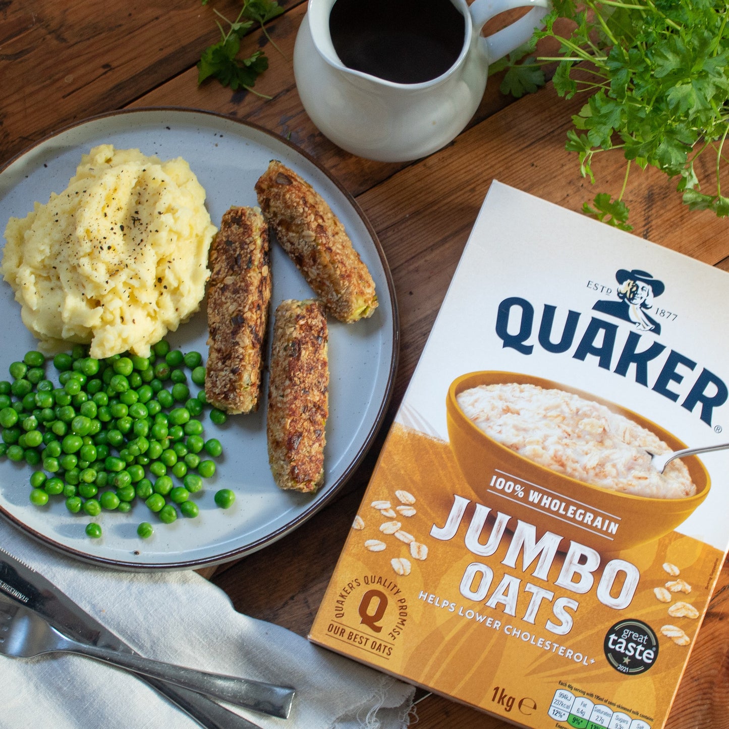 Quaker Jumbo Porridge Oats 1kg เควกเกอร์ ข้าวโอ๊ต จัมโบ้ 1 กิโลกรัม