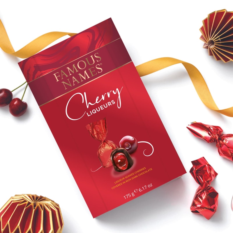Famous Names Cherry Liqueurs Dark Chocolate 175g
