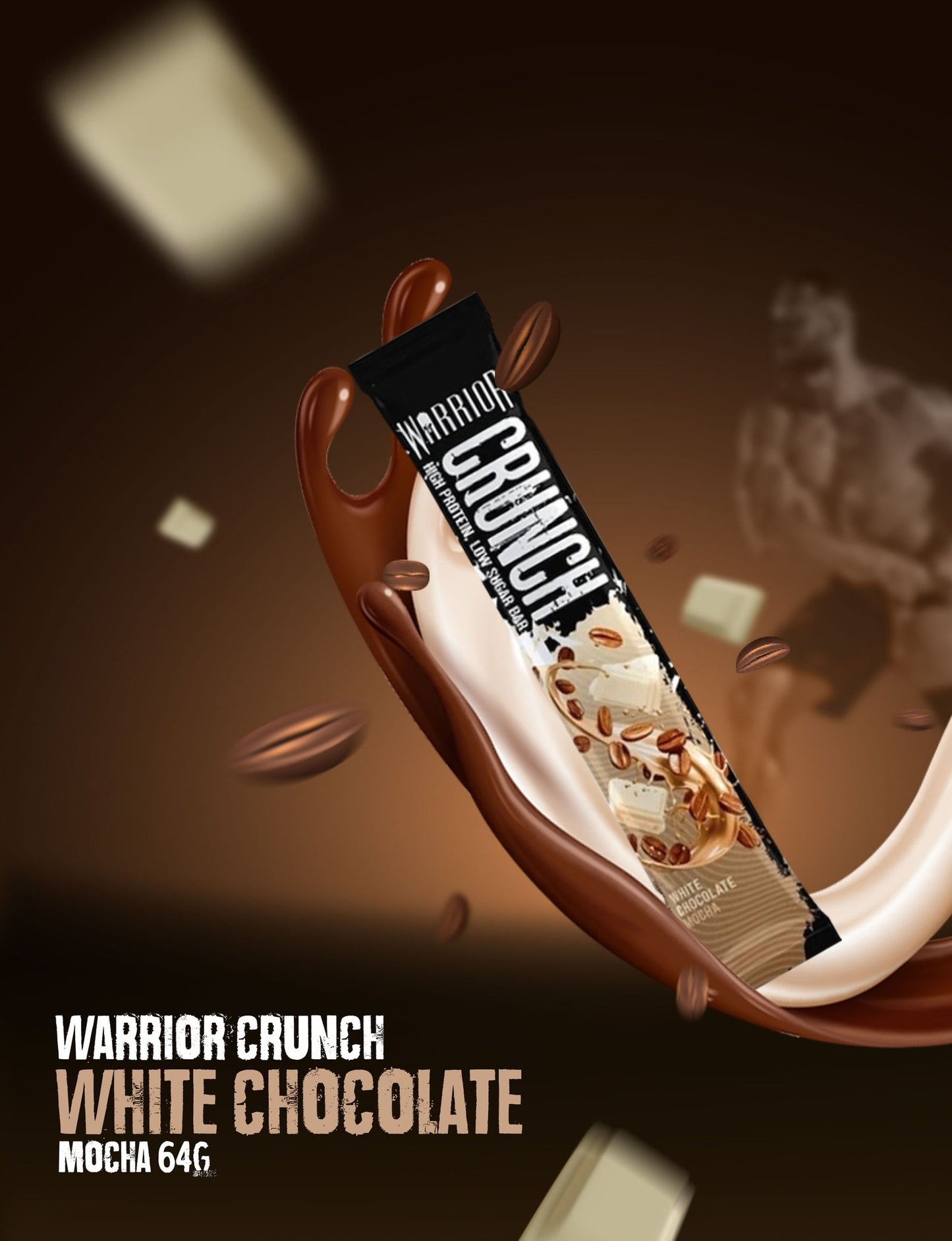 Warrior Crunch White Chocolate Mocha Protein Bar 64g วอริเออร์ ครันช์ ไวท์ ช็อกโกแลต มอคค่าโปรตีนบาร์ 64 กรัม