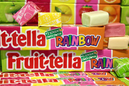 Fruit Tella Rainbow Chewy Candy with Fruit Juice 3x41g ฟรุต เทลล่า ลูกอม เคี้ยวหนึบ รสผลไม้ 3x41กรัม