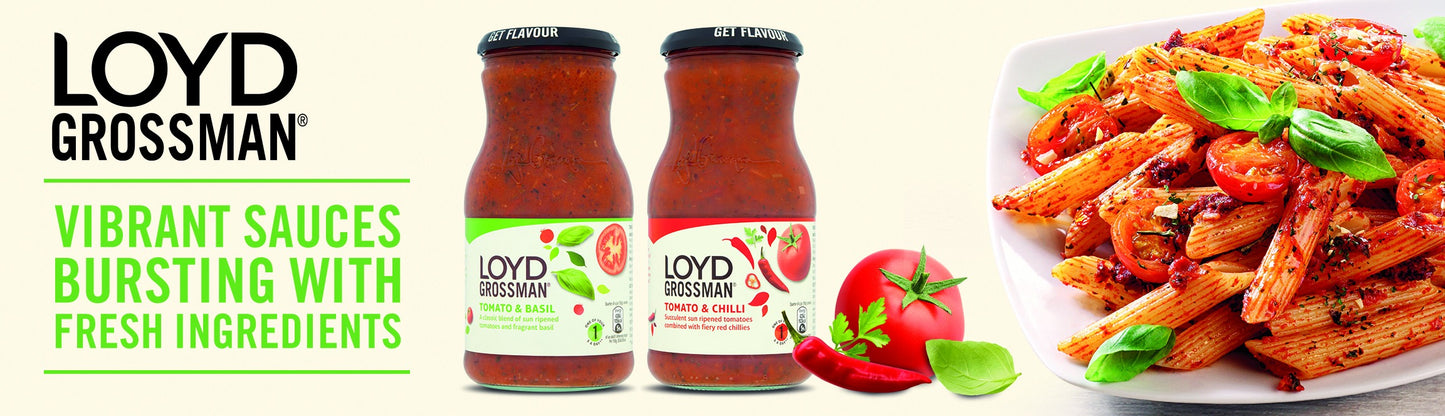 Loyd Grossman Tomato And Basil Pasta Sauce 350g ลอยด์ กรอสเเมน ซอสพาสต้ามะเขือเทศและใบโหระพา 350g