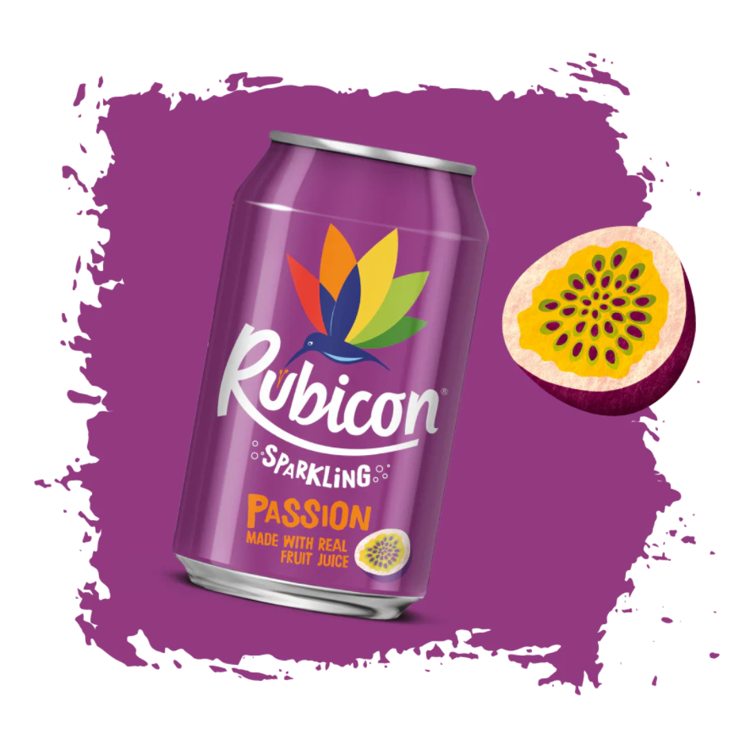 Rubicon Sparkling Passion Fruit Juice Drink 330ml รูบิคอน น้ำเสาวรส สปาร์คกลิ้ง 330 มิลลิลิตร