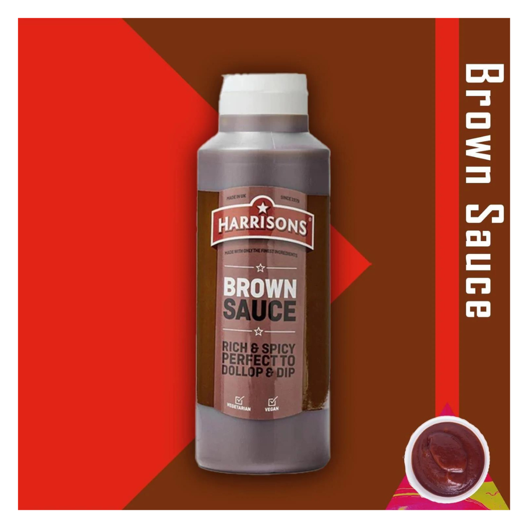 Harrisons Brown Sauce Rich & Spicy Perfect To Dollop & Dip 1 Litre แฮร์ริสัน ซอสสีน้ำตาล รสเข้มข้นและเผ็ด เหมาะสำหรับราดและจิ้ม แบบขวดบีบ 1 ลิตร