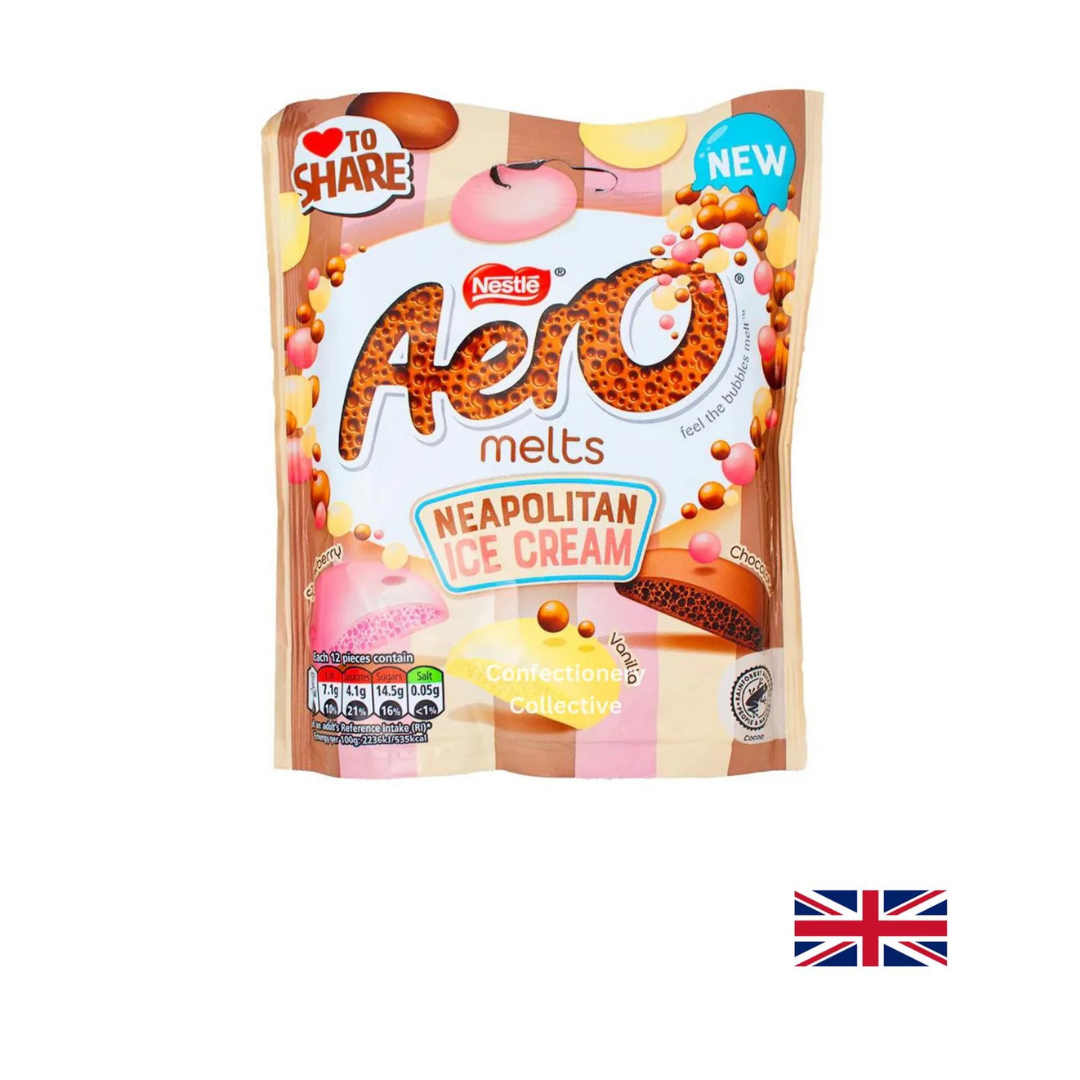 Aero Melts Neapolitan Ice Cream 86g แอโรเมลท์ ช็อกโกแลตนม รสสตรอว์เบอร์รี และ วานิลลา 86 กรัม