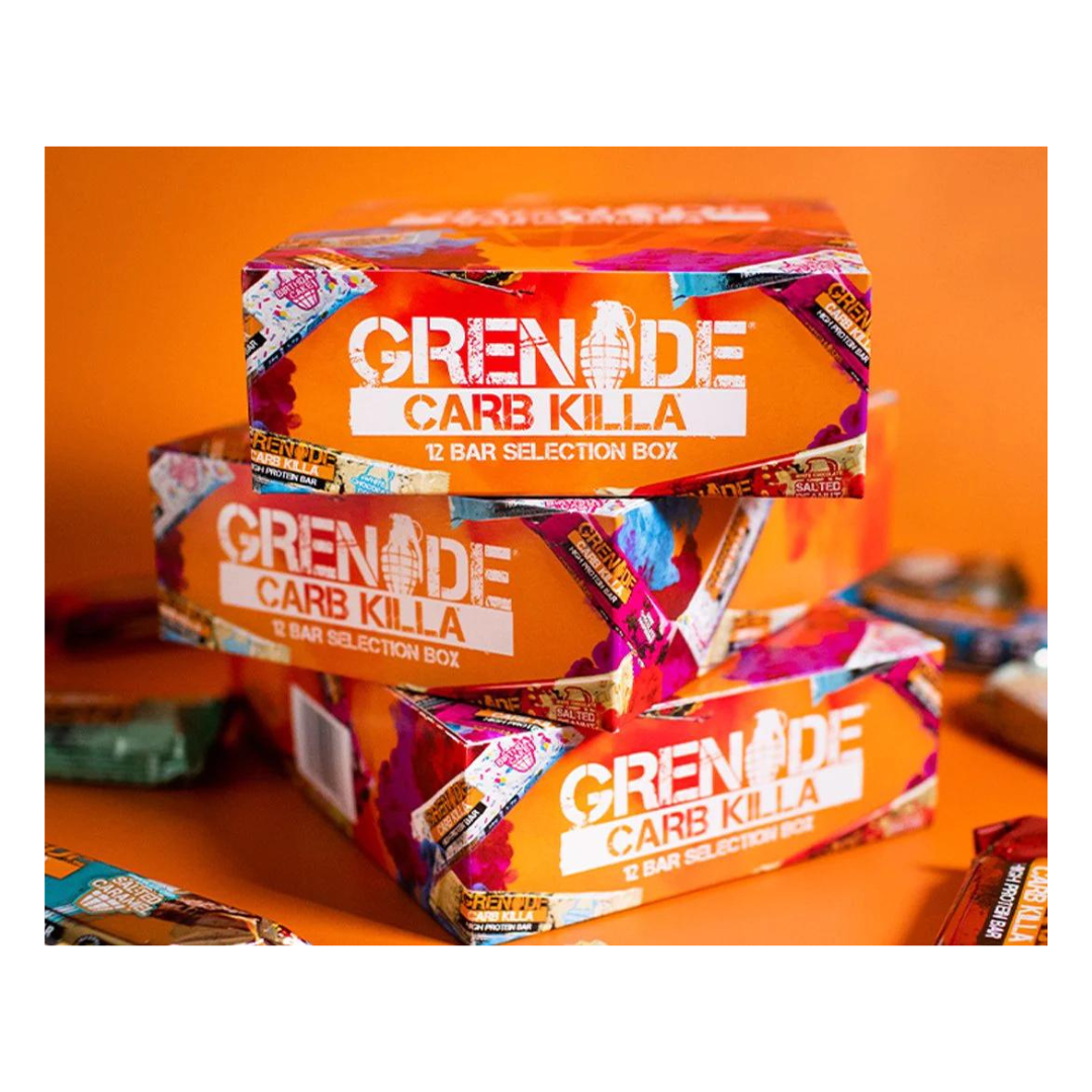 Grenade Carb Killa 12 Bar Selection Box 720g เกรนเนต ช็อกโกแลต โปรตีนบาร์ รวมรสชาติ 12 แท่ง 720กรัม