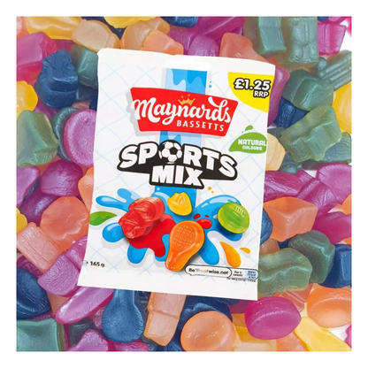 Maynards Bassetts Sports Mix Sweets Bag 130g เมย์นาร์ด บาสเซตต์ หมากฝรั่งรสผลไม้แสนอร่อยพร้อมน้ำผลไม้พิเศษ แบบซอง 130 กรัม