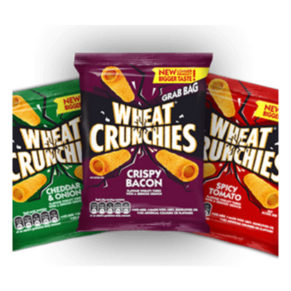 Wheat Crunchies Bacon Grab Bag Crisps 45g วีทครั้นชี่ส์เบคอนแกรบแบ็กคริสป์ 45ก