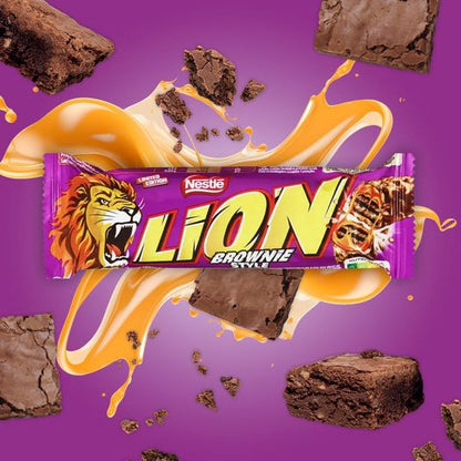 Lion Limited Edition Brownie 4 x 30g (120g) ไลอ้อน เวเฟอร์กรุบกรอบ คาราเมลหนึบ และซีเรียลกรุบกรอบ ห่อด้วยช็อกโกแลตรสบราวนี่เข้มข้น รุ่นลิมิเต็ด เอดิชั่น บราวนี่ 4 x 30g (120g)