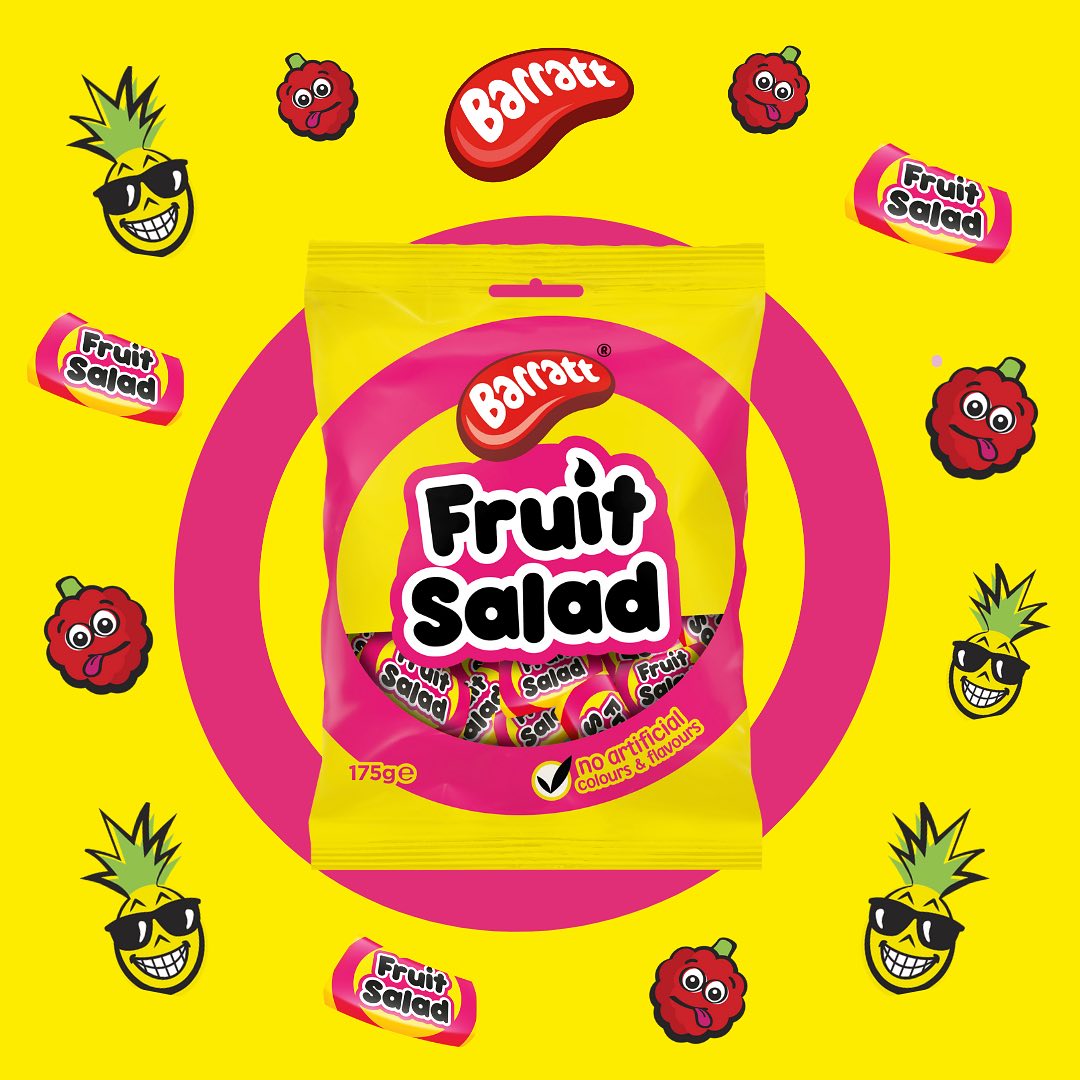 Barratt Fruit Salad Chew Bag 175g  บาร์รัตต์ ฟรุ๊ต ซาลาด ชู175 กรัม