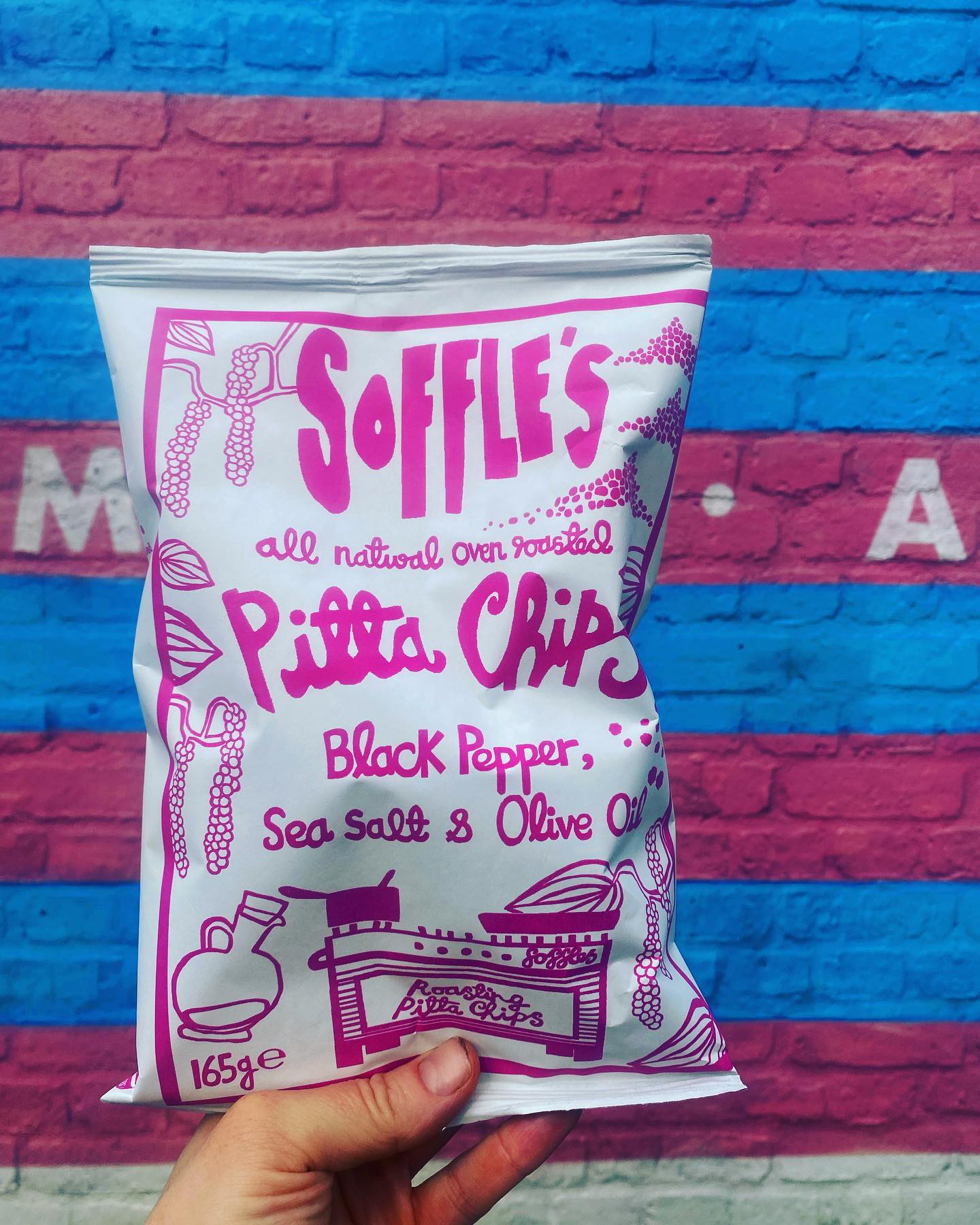 Soffles Pitta Chips Black Pepper Sea Sall & Olive Oil Pitta Chips 165g ซอฟเฟล่ พิตต้าชิปส์ พริกไทยดำ เกลือทะเล และน้ำมันมะกอก พิตต้าชิปส์ แบบอบกรอบ 165 กรัม