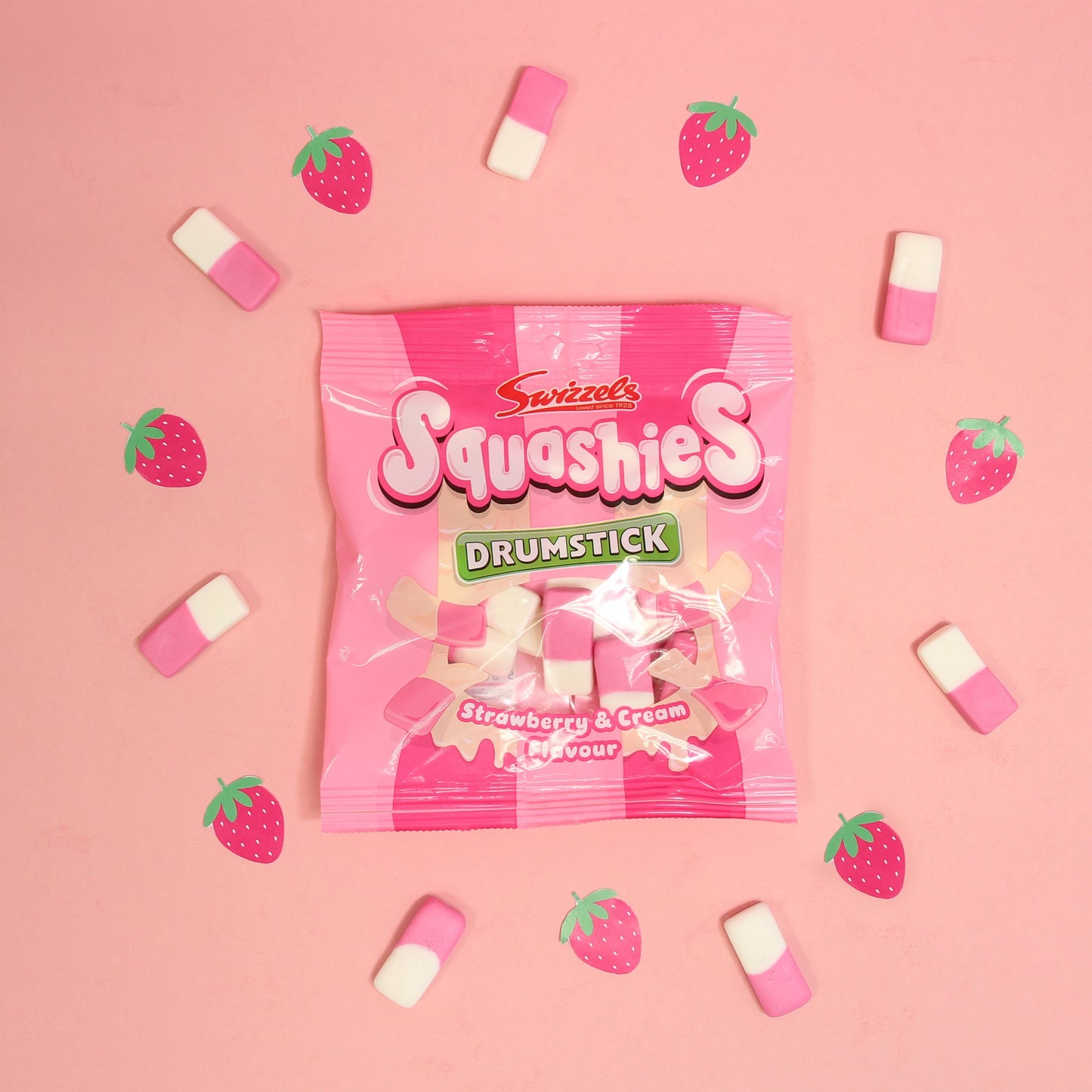 Swizzels Drumstick Squashies Strawberry & Cream Flavour 140g