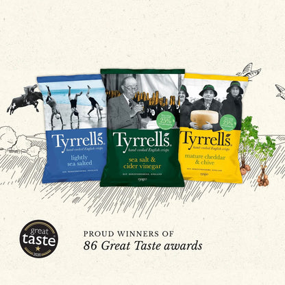 Tyrrells Salt & Vinegar Crisps 40g ไทเรลมันฝรั่งแผ่นทอดกรอบรสเกลือและน้ำส้มสายชู 40กรัม