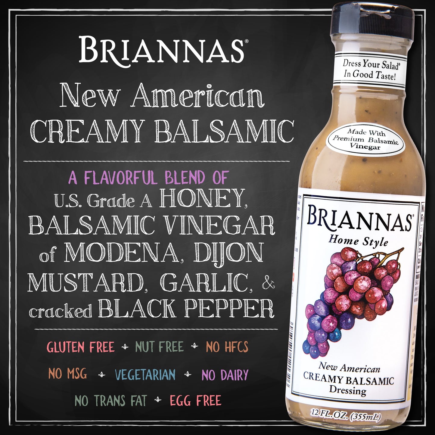 Briannas Home Style New American Creamy Balsamic Dressing 355ml