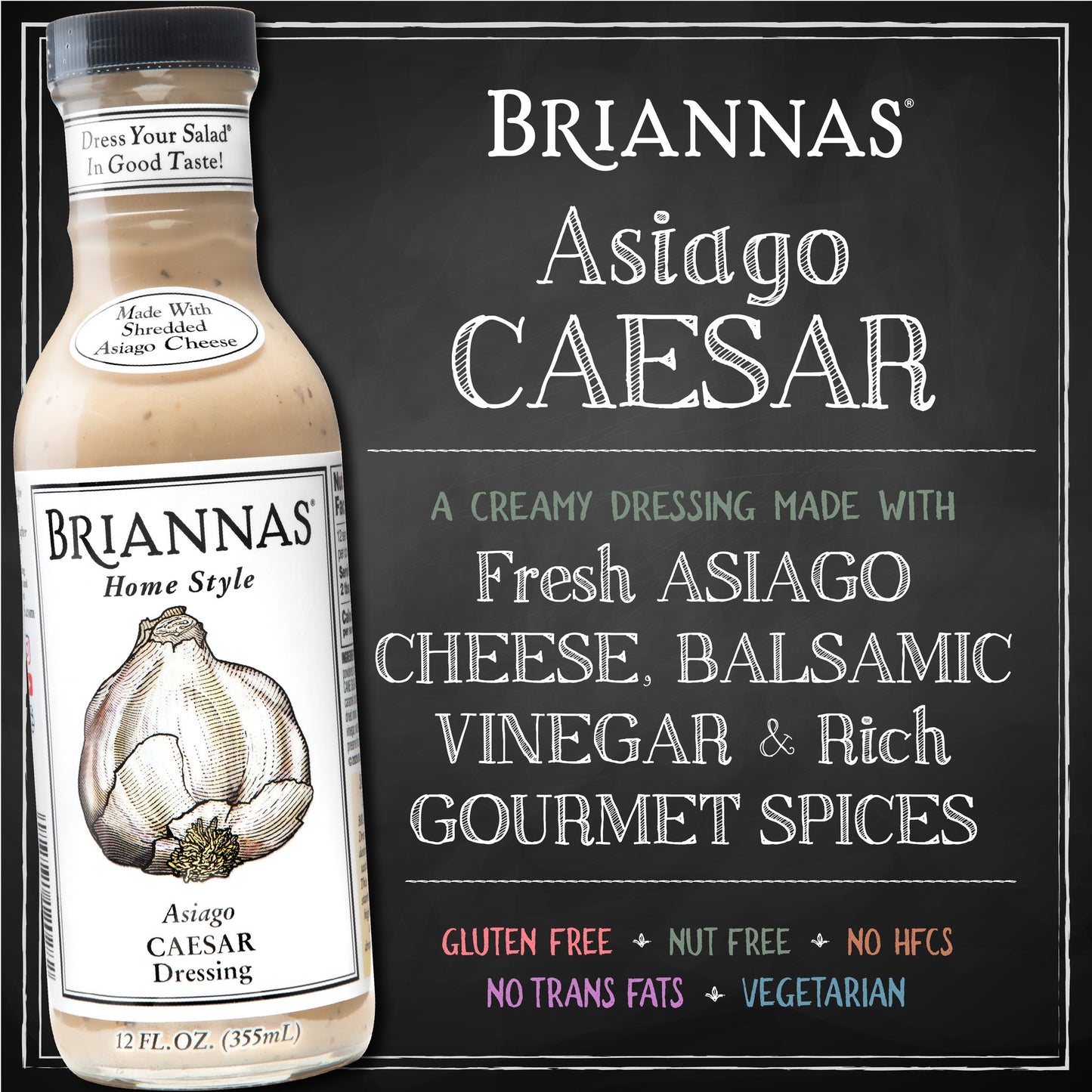 Briannas Home Style Asiago Caesar Salad Dressing 355ml