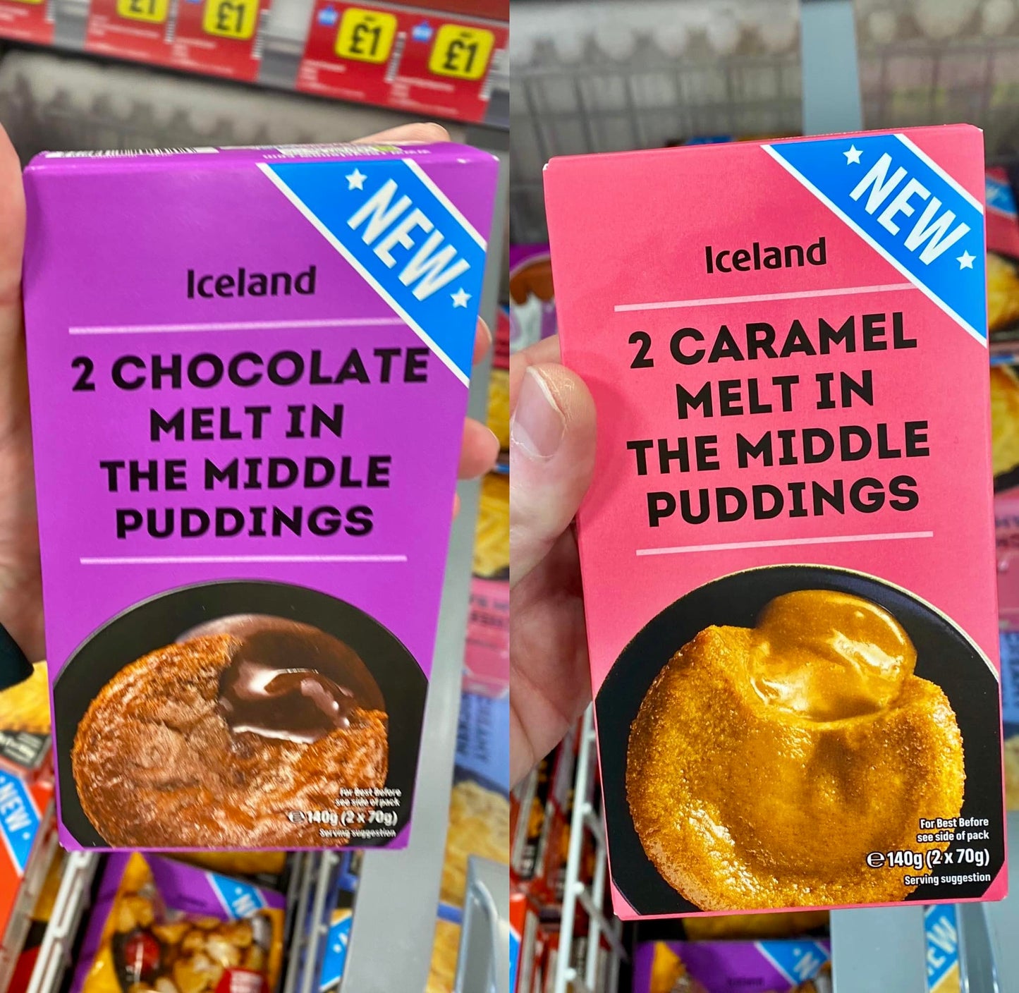 (Best before 26Apr2026) Iceland Melt in the Middle Caramel Puddings 2 Packs 140g