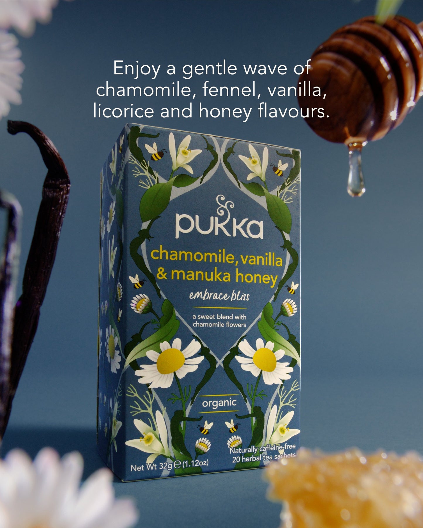 Pukka Chamomile, Vanilla & Manuka Honey Herbal Tea 20pcs 32g