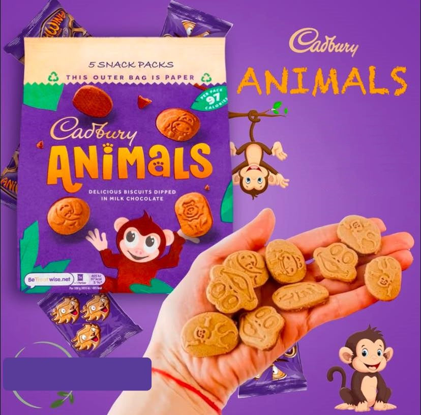 [BestBefore-31Aug2025] Cadbury Animals Biscuits 5 pack 99.5g