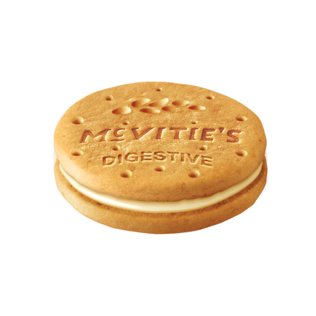 Mcvitie's Vanilla Cream Digestives 168g  แมควิตีส์  บิสกิตไดเจสทีฟครีมวานิลลา 168 กรัม