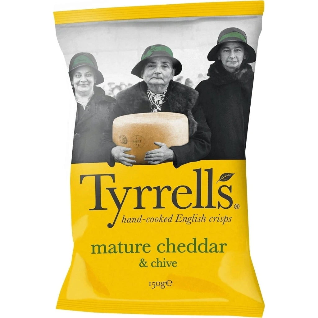 Tyrrells Mature Cheddar & Chive  Crisps 150G ไทเรล เชดด้าชีส และ มันฝรั่งทอดกรอบ 150 กรัม