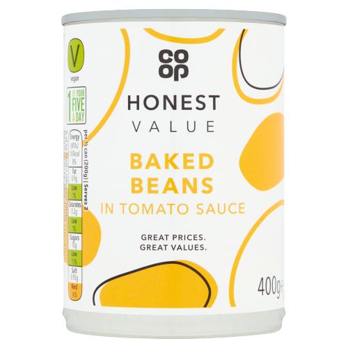 Co-op Honest Value Baked Beans in Tomato Sauce 400g โค ออฟ โอนเนส แวล ถั่วอบในซอสมะเขือเทศ 400 กรัม