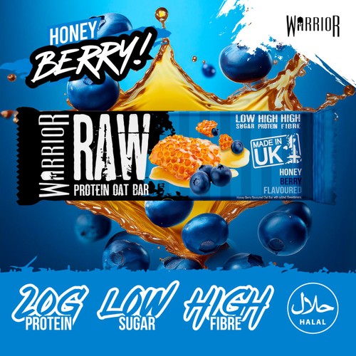 Warrior Raw Protein Oat Bar Honey Berry 75g