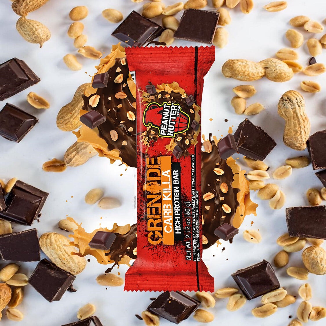 Grenade High Protein Bar Peanut Nutter 60g เกรนเนต โปรตีนบาร์ผสมเนยถั่ว น้ำตาลต่ำ 60g