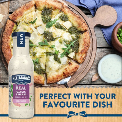 Hellmann's Real Garlic & Herb Salad Dressing & Dip 250ml เฮลล์มันน์ น้ำสลัดกระเทียม และ สมุนไพร 250 มิลลิลิตร