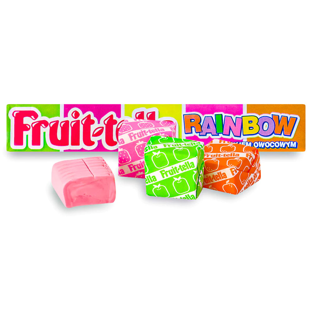 Fruit Tella Rainbow Chewy Candy with Fruit Juice 3x41g ฟรุต เทลล่า ลูกอม เคี้ยวหนึบ รสผลไม้ 3x41กรัม