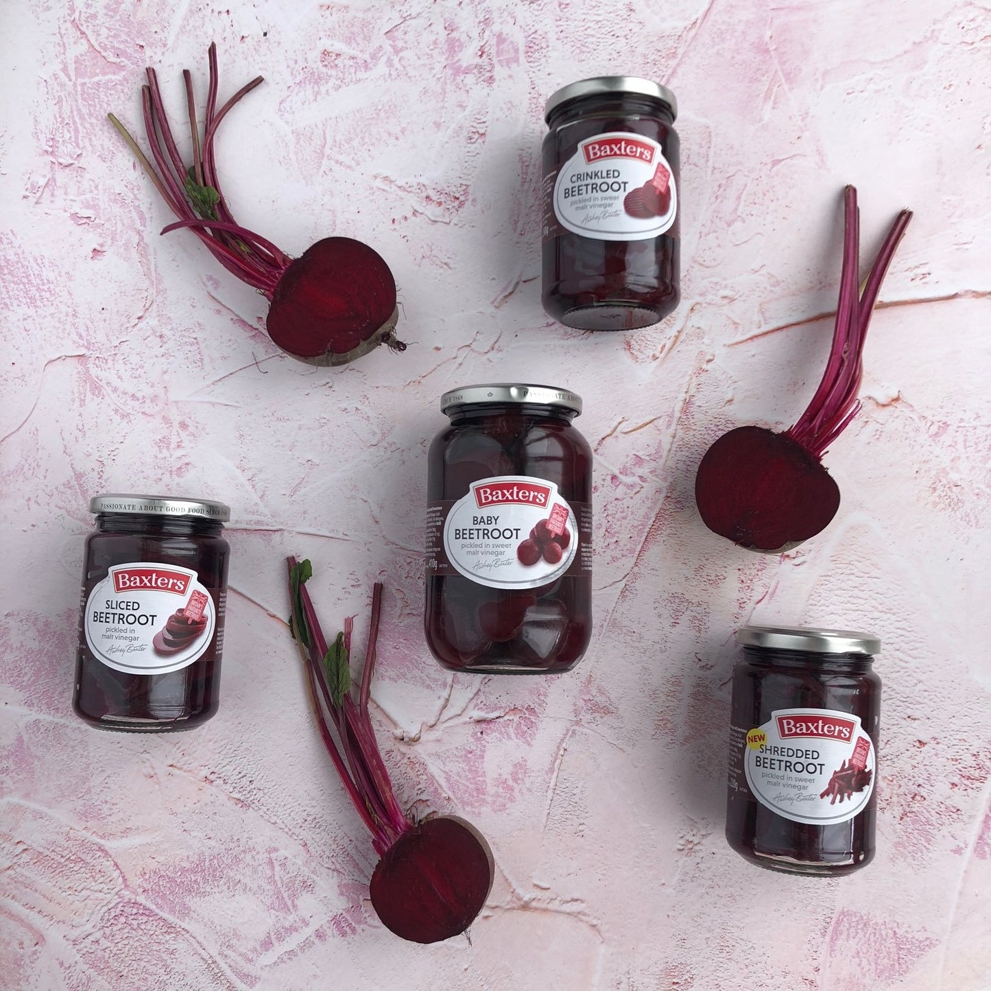 Baxters Shredded Beetroot Pickled in Sweet Malt Vinegar 340g แบ็กซ์เตอร์ บีทรูท ฝอยดอง ในน้ำส้มสายชูมอลต์หวาน 340 กรัม