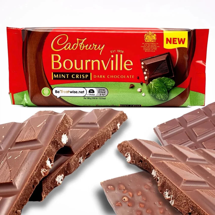 Cadbury Bournville Mint Crisp Dark Chocolate Bar 100g