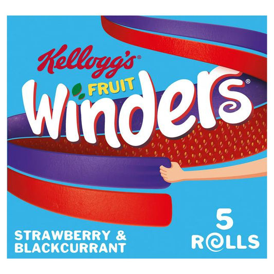 Kellogg's Fruit Winders Doubles Strawberry & Blackcurrant Rolls [5 x 17g] 85g เคลล็อกส์ เยลลี่  รสแบล็คเคอร์แรนท์ และ สตรอเบอร์รี่ แพร์สแน็คโรล [5 x 17 กรัม] 85 กรัม