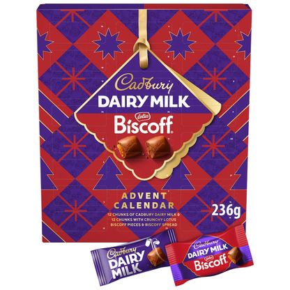 Cadbury Dairy Milk Biscoff Chunk Advent Calendar 236g แคดเบอรี แดรี่ มิลค์ บิสคอฟ ชังก์ ปฏิทินรอคริสต์มาส 236 กรัม