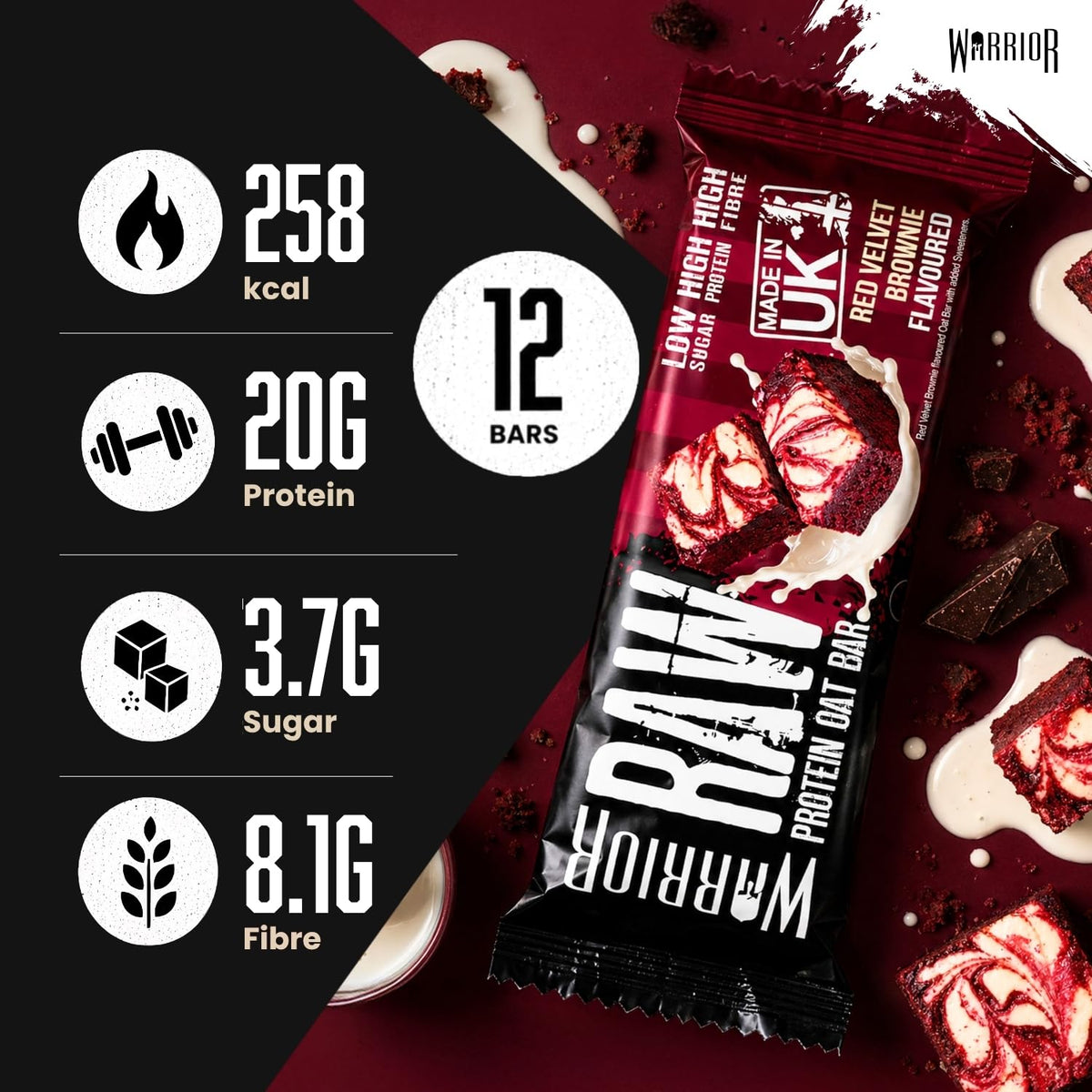 Warrior Raw Protein Oat Bar Red Velvet Brownie 75g