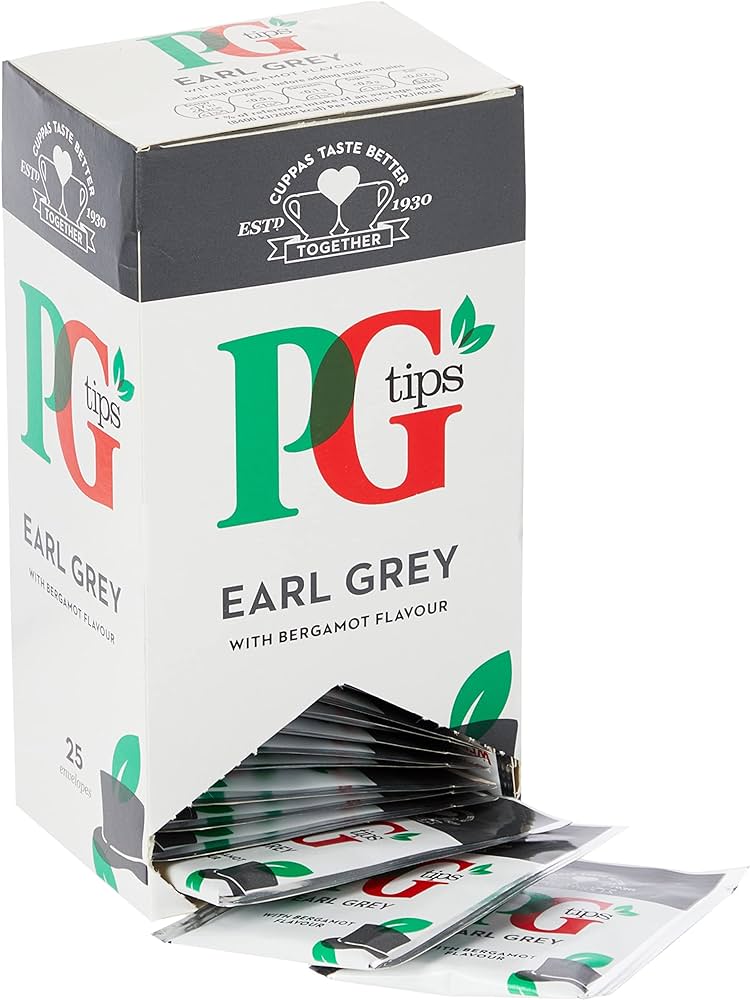 PG Tips Earl Grey Envelope Tea Bags Pack of 25 [57.5g] พีจี ทิปส์ ถุงชาซองเอิร์ลเกรย์ การผสมผสาน คลาสสิก ของชาดำ กับ มะกรูด 25 ถุงชา [57.5 กรัม]