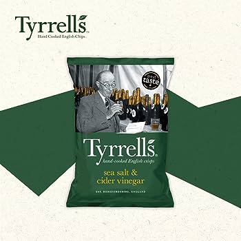 Tyrrells Sea Salt & Cider Vinegar Sharing Crisps 150g ไทเรล น้ำส้มสายชูหมักเกลือทะเลแบบทอดกรอบ 150 กรัม