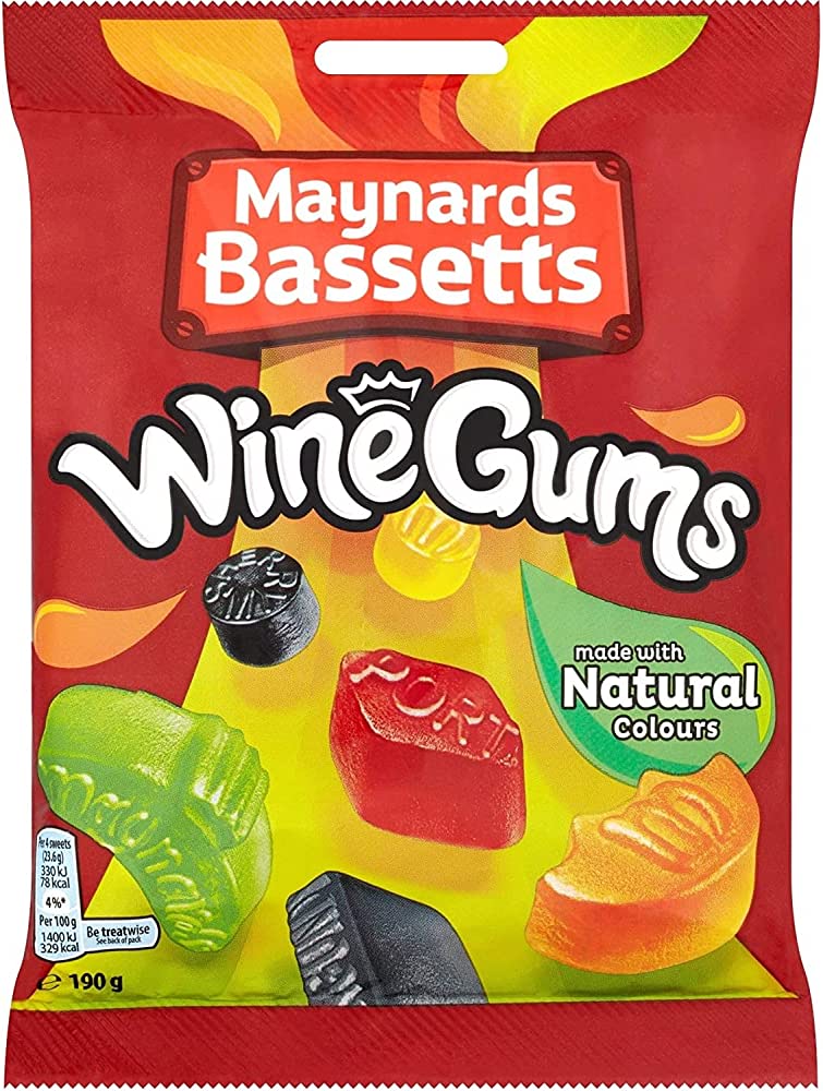 Maynards Bassetts Wine Gums Bag 165g เมย์นาร์ด บาสเซ็ตส์ ไวน์กัมส์ แบบถุง 165 กรัม