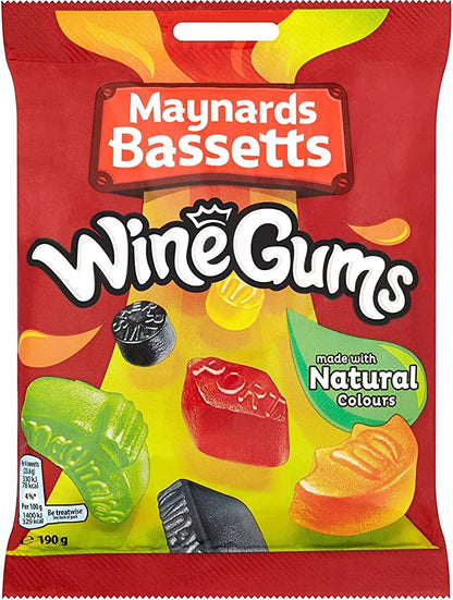 Maynards Bassetts Wine Gums Bag 165g เมย์นาร์ด บาสเซ็ตส์ ไวน์กัมส์ แบบถุง 165 กรัม