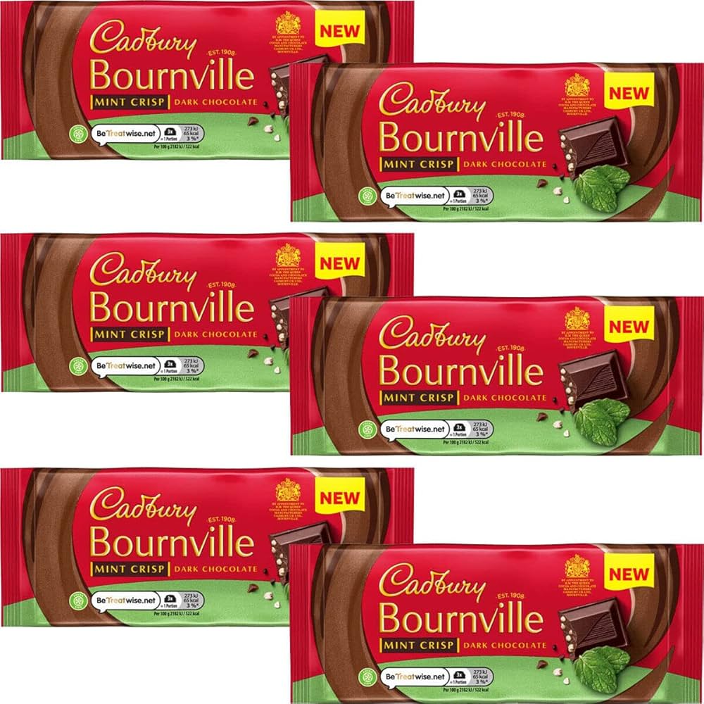 Cadbury Bournville Mint Crisp Dark Chocolate Bar 100g