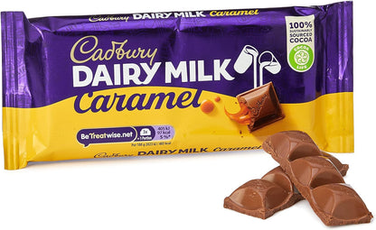 Cadbury Dairy Milk Caramel 180g แคดเบอรี แดรี่มิลค์ ช็อกโกแลตนมสอดไส้คาราเมล 180 กรัม