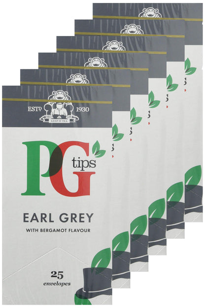 PG Tips Earl Grey Envelope Tea Bags Pack of 25 [57.5g] พีจี ทิปส์ ถุงชาซองเอิร์ลเกรย์ การผสมผสาน คลาสสิก ของชาดำ กับ มะกรูด 25 ถุงชา [57.5 กรัม]