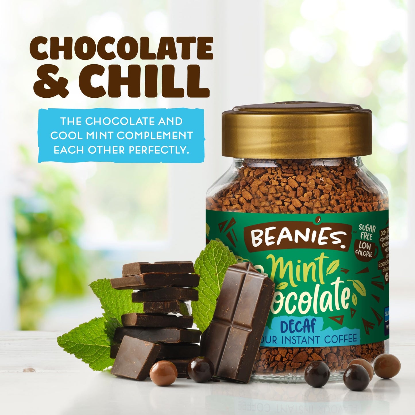 Beanies Decaf Mint Chocolate Flavoured Instant Coffee 50g