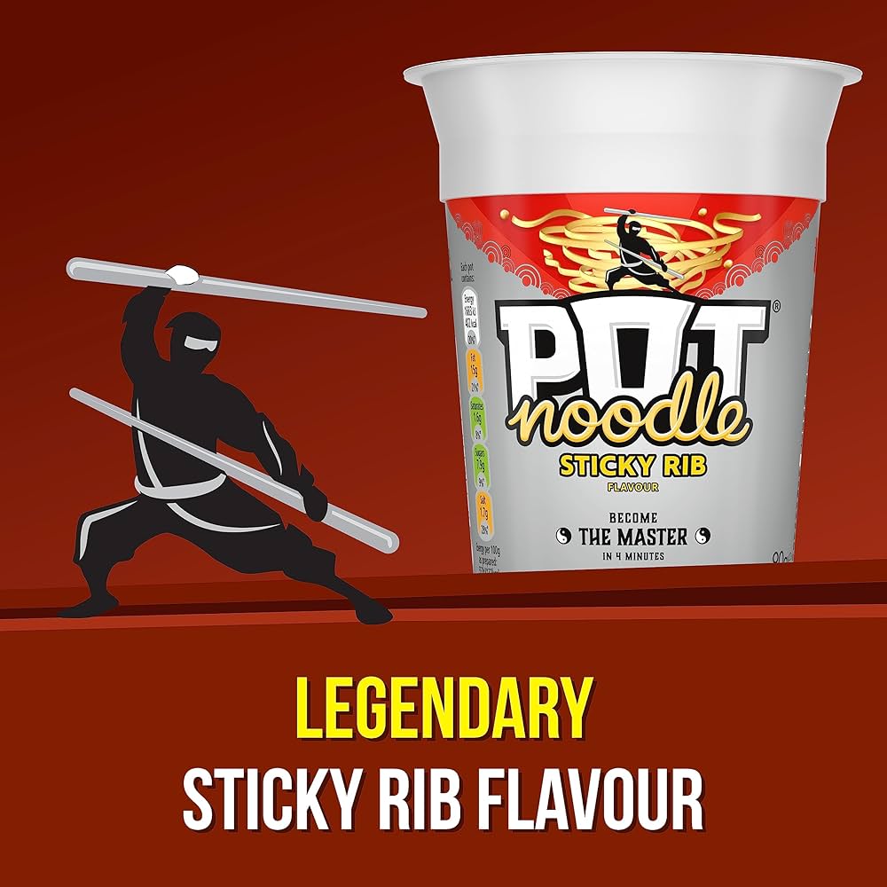 [Best Before 31-Oct-2024] Pot Noodle Standard Pot Noodle Sticky Rib 90g พ็อด นูดเดิ้ล บะหมี่กึ่งสำเร็จรูป รสซี่โครงไก่ แบบถ้วย 90 กรัม